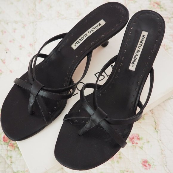 Manolo Blahnik Shoes - Authentic Manolo Blahnik Size 41 Black Strappy Heels
